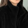 Lautaro Winter Black Ossized Fauxの毛皮のジャケットの女性長袖スタンド襟韓国のファッション到着レディース服211019