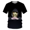 T-shirts pour hommes 2021V Word Vendetta 3D T-shirt d'impression Hip-Hop Clown Casual Respirant Chemise à manches courtes Vêtements de rue