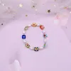 Очарование браслетов Lovoacc Стильные красочные стеклянные цветы Daisy для женщин нерегулярная пресноводная жемчужная эластичная браслет 2021