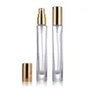 Botellas de spray de vidrio cosmético de perfume redondo y cuadrado 10ml con tapas doradas