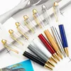 Partihandel 14 Färg DIY Big Tomt Tube BallPoint Pennor Metal Pen Självfyllning Flytande Glitter Torkad Blomma Kristallpenna Student Skriva Presentfavörer