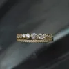 خواتم الزفاف للنساء خفيفة فاخرة حساسة صف مزدوج الزركون الذهب اللون البنصر هدايا مجوهرات الأزياء KBR278