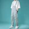 Loose Fashion Overalls Men Ripped Denim Korean Style Straight Male Suspender Jeans Casual Couple Pants