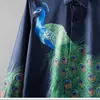 Nuova seta Soft Mens Camicie di lusso Peacock digitale stampato manica lunga uomo abito camicie moda moda slim fit party maschio 3xl