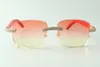Diamentowe okulary przeciwsłoneczne z podwójnym rzędem 3524025 z czerwonymi drewnianymi świątyniami Designerskie Szklanki Rozmiar 18-135 mm318d