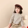 Spring Arrival Girls Long Sleeve Striped T Shirt Kids Cotton Tops Korean Design Clothes 210528