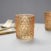 Candle Holders Gold Embossed Cup-Shaped Glass Candlestick Empty Cup Decoration Gift Set 12-Piece