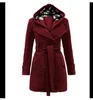 Veste polaire chaude en laine pour femmes, avec ceintures, Double boutonnage, couleur unie, décontractée, Vintage, Slim, manteau pour dames, hiver 2021
