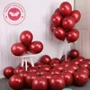 Party Decoration 12inch Ruby Red Balloon Birthday Metal Pearl Latex Balloons Chrome Metallic Colors Air Wedding