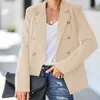 Proste Green Casual Office Blazer 2021 Kobiety Solid Colors Double Breasted Blazer All-Match Work Odzież Formalna Lady Podstawowe Nosić X0721