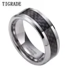 6 / 8mm svart kolfiber Mäns Ring Tungsten Carbide Engagement Bröllop Band Män Kvinnor Smycken Märke Design Anel Mascul 211217