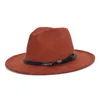 Cappelli Fedora classici alla moda Cintura Panama in lana da donna Berretto jazz a tesa larga Cappello da cowboy da viaggio britannico