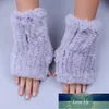 Gants d'hiver féminin de la mode véritable rex véritable mitaines de fourrure véritable gants sans doigts bracelet bracelet élastique fluffy usine prix experte conception de la qualité style