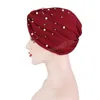 Donne musulmane Cross Twist Knot Cappelli in perline Hijab Eid Folds Islamic Cap Turban Fashi