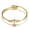 Gold Silver Color Stainless Steel Heart Bracelet Bangle With Letter Fashion Initial Alphabet Charms Bracelets For Women