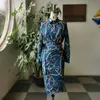 Plus -storlek Tracksuits 2 Piece Set Women Lace Up Kirt Fashion Suits Femme Vestiods African Long Sleeve Printed Blue Elegant Work3206