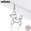 WOSTU 925 Sterling Silber Tier Bead Pfote Hund Katze Fußabdruck Zirkon Charme Fit Armband Halskette Anhänger Original Design Schmuck Q0531