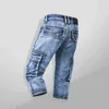 Aboorun Summer Mäns Cargo Denim Shorts Militär Multi Fickor Biker Korta Jeans för Man X1358 H1210