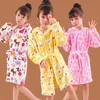 Moda Manga Longa Com Capuz Bathrobe Childrôbe Crianças Pijamas Bebês Meninas Meninas 3-8yrs 211130