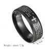 Letdiffery – bague en acier inoxydable pour hommes, couleur noire, croix de jésus, lettre de prière de la Bible, bijoux amulette de 8mm