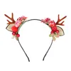 Accessoires pour cheveux Bandeau en bois de cerf rouge Plume Cloche Baie Jour de Noël Émission de carte pour enfant