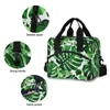 Sac à provisions sac à déjeuner avec feuilles de palmier tropicales colorées, sac à main isolé pour femmes, boîte de petit déjeuner chaud portable 220310