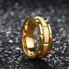 Anéis de Casamento Moda 8mm Homens Prata Titânio Anel de Aço Tijolo Padrão Escovado Duplo Groove Jóias Festa de Noivado