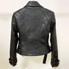 HIGH QUALITY est Designer Jacket Women's Lion Buttons Faux Leather Jacket Motorcycle Biker Jacket 211110