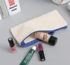 Sacs de sublimation blanc sac cosmétique personnalisé femmes sac de maquillage fermeture éclair étuis à crayons mode sac à main pochettes sacs expédition