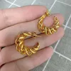 Korean Office Career Luxury Hollow brand vintage twisted hoop stud chunky earrings charm women suits spring aros