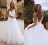 Bohemian Wedding Dresses Beach 2021 Lace Appliques Spaghetti Strap Wedding Gowns Romantic Vintage Bride Dress