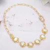 GuaiGuai Jewelry Cultured White Keshi Flower Pearl Gold Color Plated Link Chain Choker Necklace Handmade For Women Real Gems Stone7485355