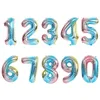 6 Farben 32 oder 16 Zoll Nummer 0-9 Luftballons, Hochzeitszimmer, Geburtstagsfeierdekoration, Aluminiumfolienballons 242 U2