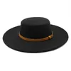 Bred Brim Fedora Hats for Women Autumn and Winter Women's Round Top Hat 10cm Big Eaves kände Tweed