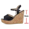 Meotina Women Sandals Shoes Wedges Super High Heel Sandals Buckle Peep Toe Ladies Footwear Summer Pink Black Big Size 43 210608