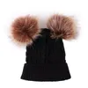 2022 enfants chapeaux d'hiver Caps enfants chapeaux tricotés fourrure pom pom bébé bonnet fait à la main