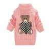 Winter Girls Pullover Warm Sweaters Boys Thick Knitted Turtleneck knit Baby High Collar Pullover Cartoon Bear Sweater Kids Coats