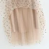 Długa szyfonowa spódnica z kropki wiosenna jesienna elastyczna talia długa tiul plisowana spódnica Kobiety Summer Black Maxi spódnice dla kobiet 210306