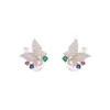Koreanische Schmetterling Stud Ohrringe Frauen Elegantes Kleid Schmuck Hohe Qualität Perle Bunte Kristall Zirkon Ohrring Mode Zubehör