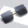 New Perversion Design Half Frame Fashion Unisex Sunglasses Square UV400 Lenses Full Metal Overturn Half Rim Glasses