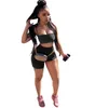 2022 Verão Mulheres Tracksuits Curto Conjunto Outfits Duas Peças Sexy Suspensos Crop Top Shorts Jogger Ternit Plus Size