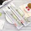 Metal Reusable 304 Stainless Steel Straws Straight Bent Drinking Straw Case Cleaning Brush Set Food Grade Metal Party Bar Supplies YL0043