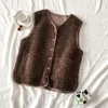 QNPQYX 2021 새로운 패션 가을 여성 양모 조끼 야생 복고풍 디자인 감각 재킷 여성 양고기 머리카락 양복 조끼 양복 조끼