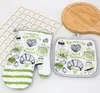 5sets Cartoon Prints Canvas Bakeware Oven Mitts for Kitchen Cooking Baking