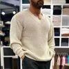 Męskie swetry 2022 Casual Long Rleeve V-dół mężczyźni moda zima ciepłe szczupłe sweter w stylu solidne dzianinowe topy pullover