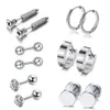 4/6Pair Stainelss Acciaio Punk Ear Studs Set Unisex Vite Bilanciere Orecchini Per Donna Uomo Piercing Gioielli Accessori Regalo