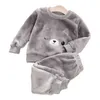 Kış Erkek Bebek Kız Kalınlaşmak Pijama Set Flanel Polar Toddler Çocuk Sıcak Catoon Pijama Çocuklar Ev Takım 1-6Y 211023