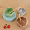 Baby Silicone Bowl Children's Tableware Waterproof Suction Bowl Spoon Set BPA Free Silicone Feeding Dishes for Baby Bowl Set G1221