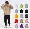 New thickened men's hooded sweater fashion brand pure color Terry Hoodie loose shoulder H1206