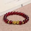 Brins de perles femmes hommes Feng Shui bouddha Bracelet doré Piuxiu charme chanceux naturel rouge noir perles Couple courageux richesse Trum22
